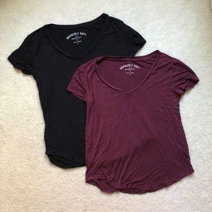 2 V-Neck Short Sleeve Soft Tops Bundle Lot